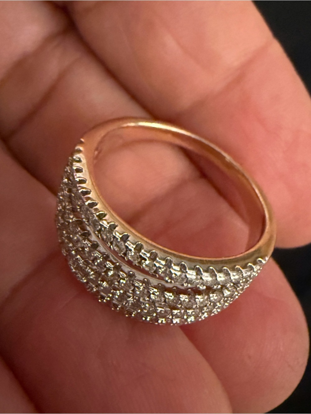 Gold-Tone Pave Crystal Wide Band Ring - Women Jewelry